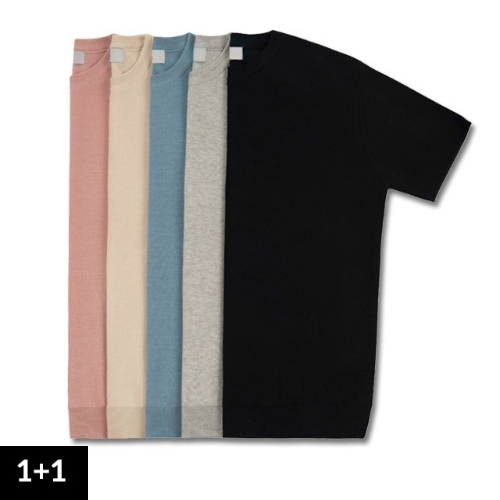 [컬러추가][1+1] Cool Soft Short Sleeve Crew Neck Knit [8 COLOR]