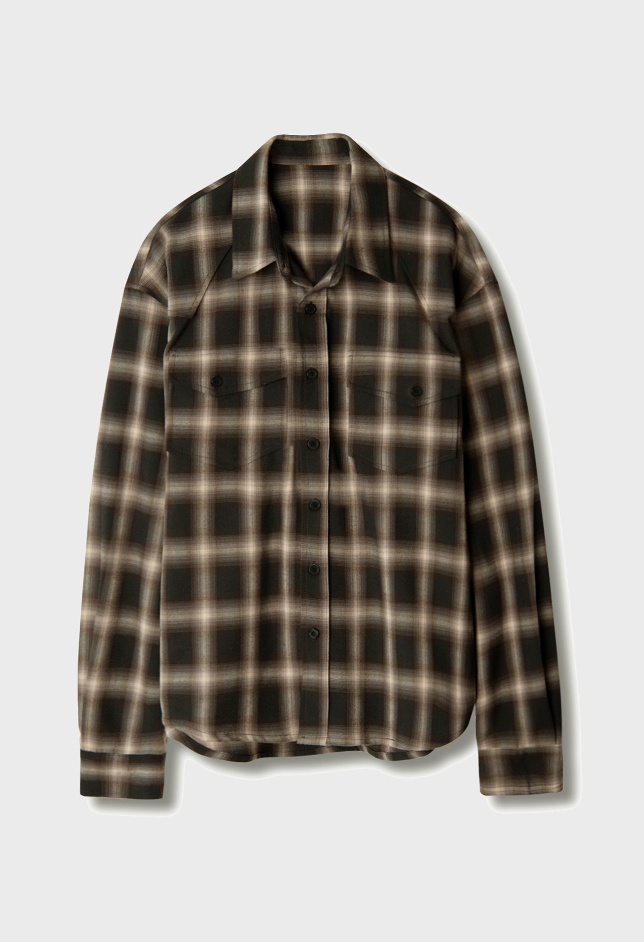 OMBRE WESTERN CHECK SHIRTS (BROWN)