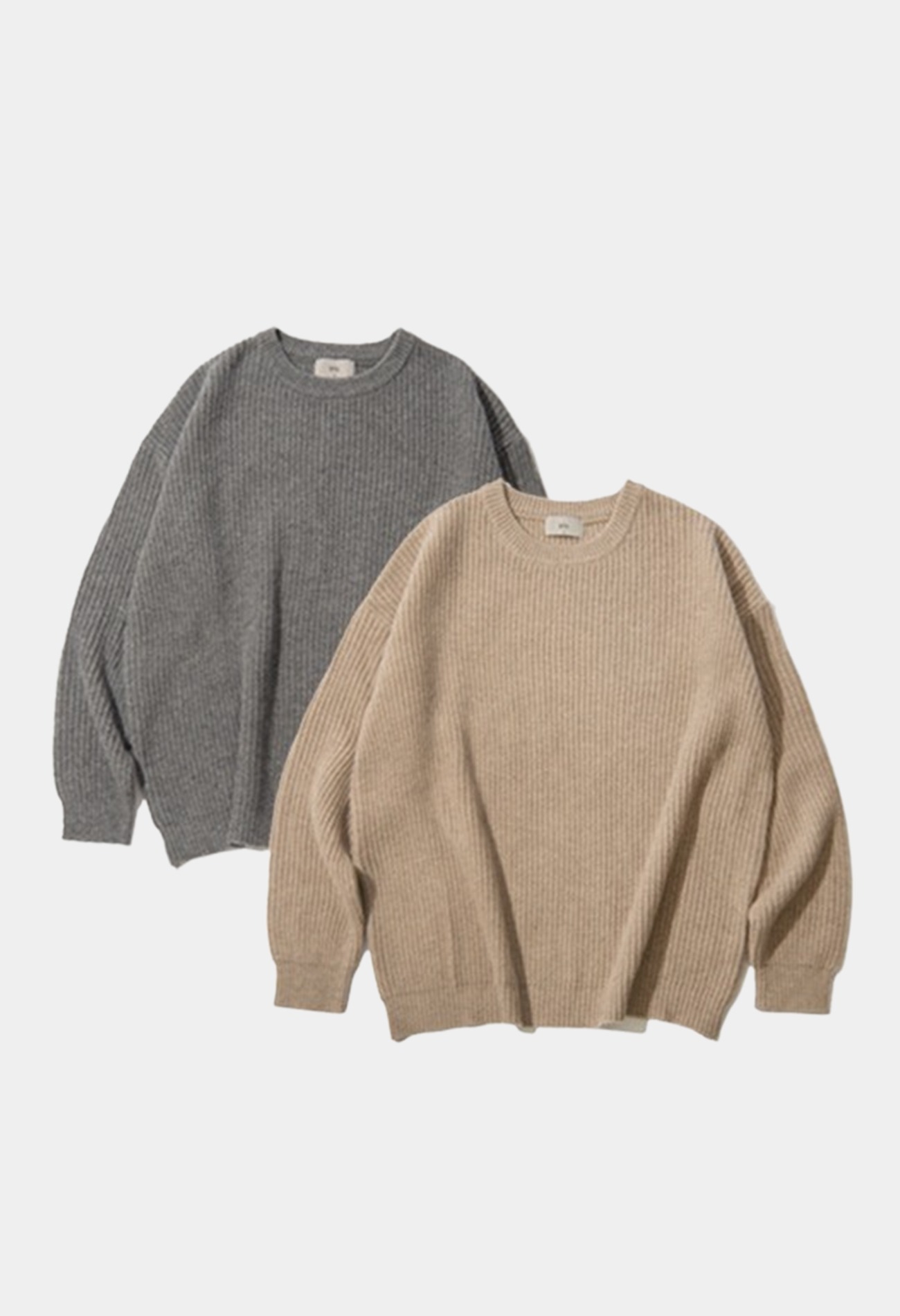 LAMBSWOOL CREW NECK OVER KNIT [6 COLOR]